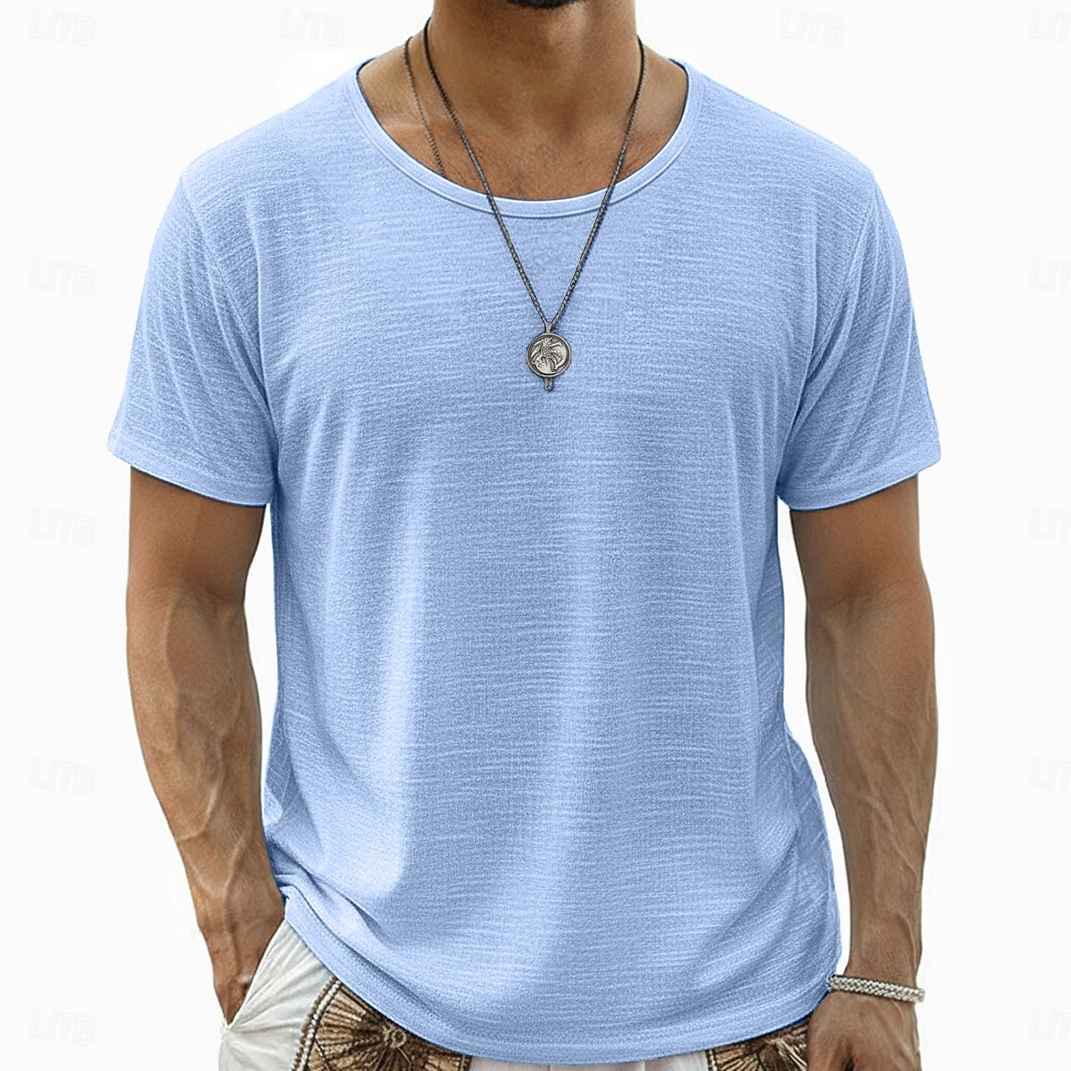 Bărbați Tee Top Tricou din in Manșon scurt În V Vară Culoare solidă Simplu Modă Designer De Bază De Bază Moale Casual Vacanță Stradă Albastru Deschis Alb Negru Top tricou pentru bărbați 2026 - $20.99 –P7