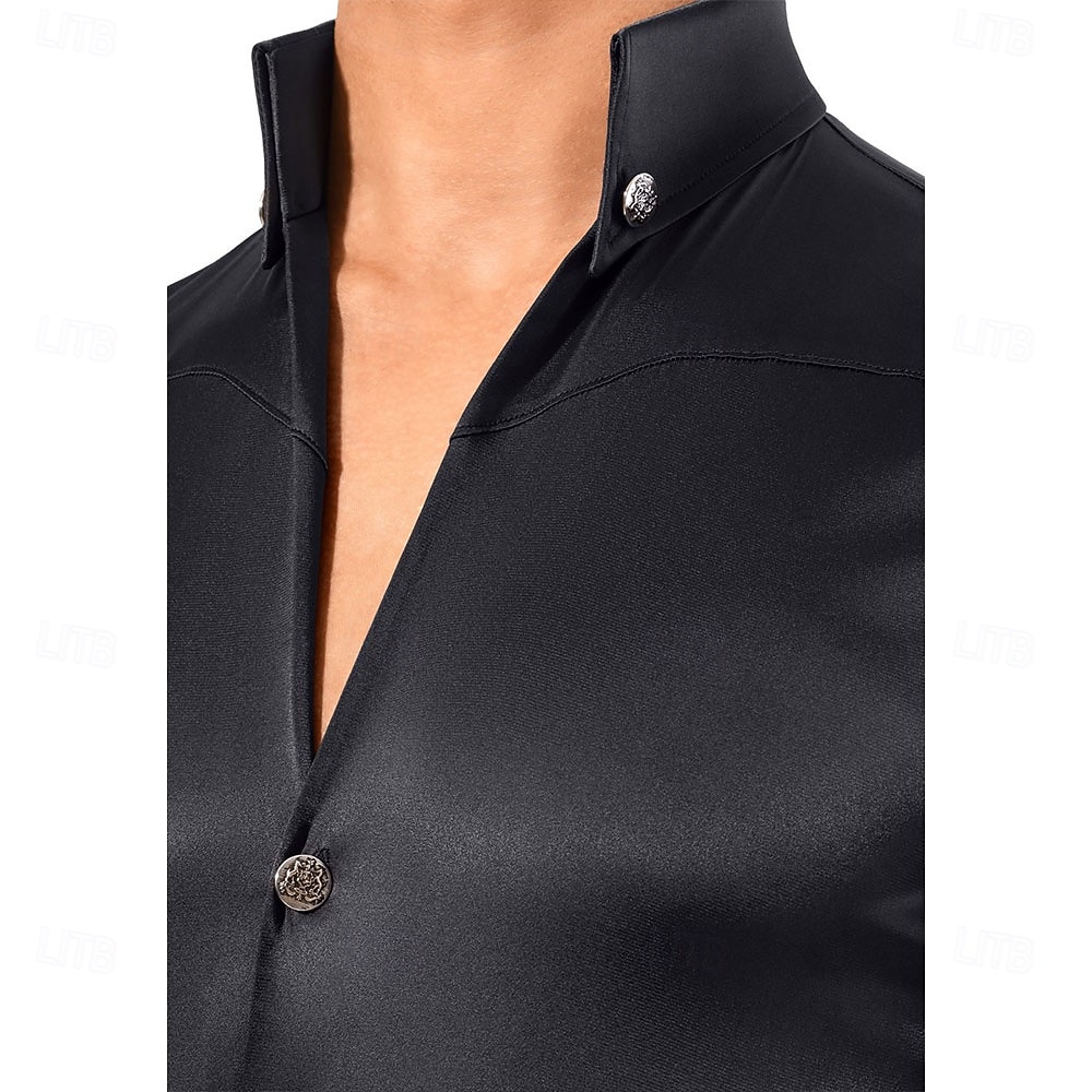 Men's Latin Ballroom Dance Shirt - Slim Fit Satin Performance Bodysuit for Competition 2026 - $220.49 –P2