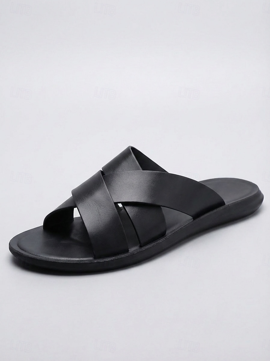 Men's White Cross Strap Slide Sandals Lightweight Soft Sole Casual Summer Slippers Comfortable Open-Toe Footwear for Men, Island & Cruise Getaways, Beach Walks and Resort Leisure 2026 - $34.99 –P6