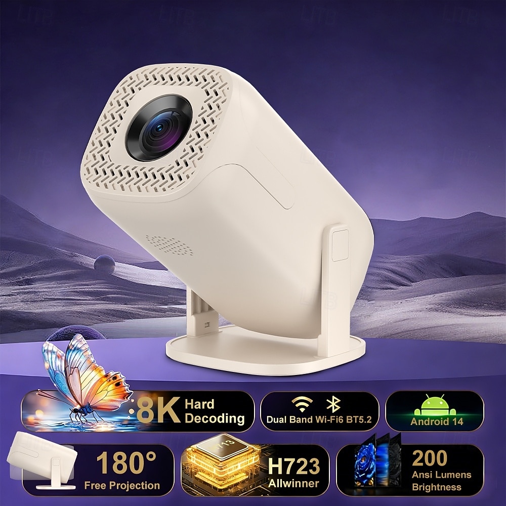 Smart Projector with Android 14, WiFi 6, BT 5.2, 180° Rotating Portable Projector, 8K Decoding, 200 ANSI Lumens, Movie Projector for Home, Outdoor, TV Stick, iOS, Android, Allwinner H723 Chip 2026 - $86.99 –P11