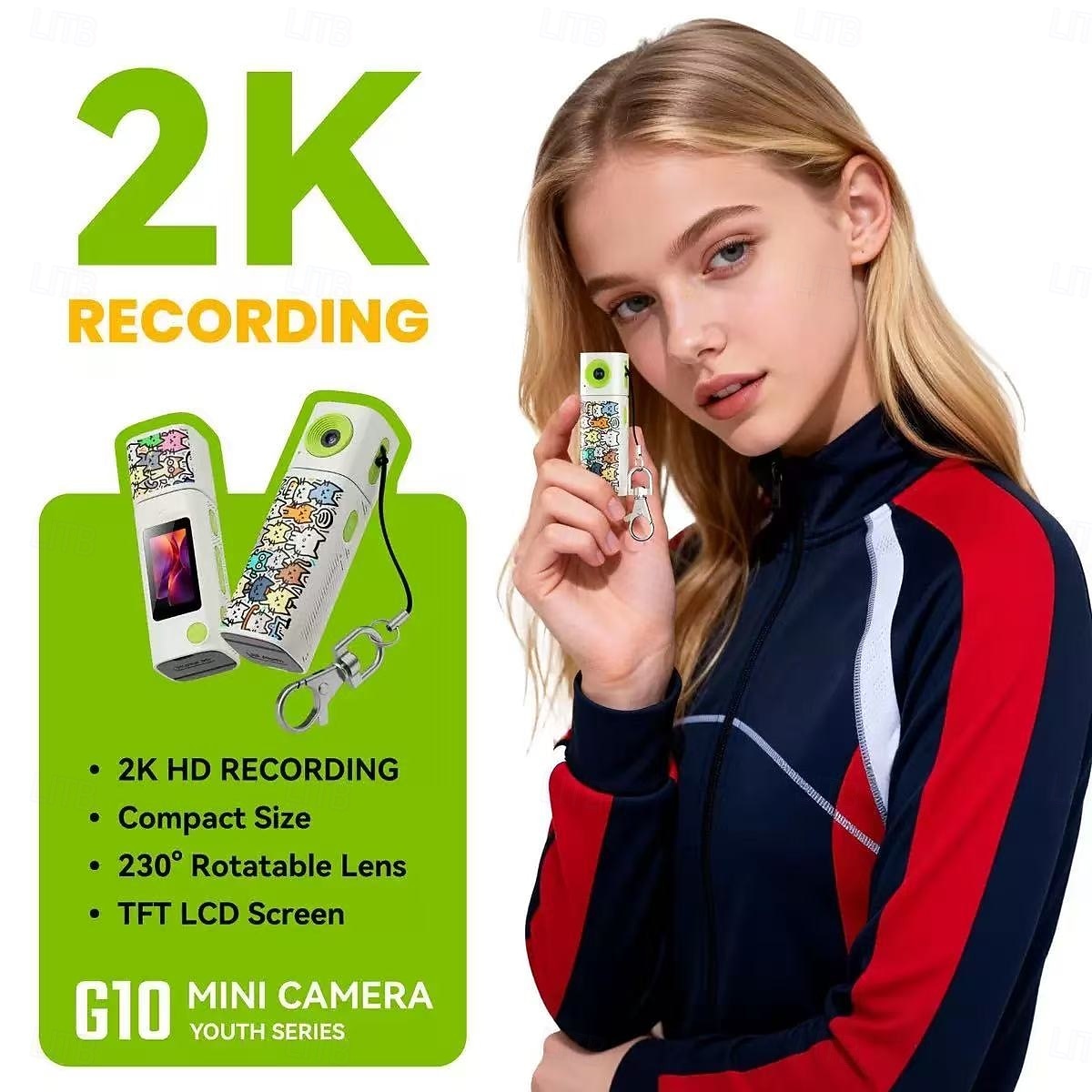 Mini kamera G10 dla dzieci i nastolatków, cyfrowa kamera wideo 2K HD z obiektywem obrotowym 230° &Ekran TFT, kompaktowa, przenośna kamera do vlogów, modny prezent urodzinowy dla chłopców i dziewcząt z 2026 - $46.99 –P3