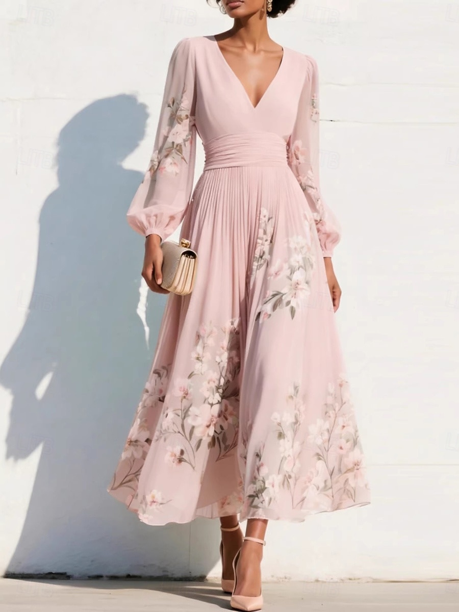 Γυναικεία Μακρύ φόρεμα Φορέματα σιφόν Floral φόρεμα Φόρεμα εκτύπωσης Κομψό Μοντέρνα ΕΞΩΤΕΡΙΚΟΥ ΧΩΡΟΥ Διακοπές Αργίες Κανονικό Φλοράλ Μακρυμάνικο Λαιμόκοψη V 2026 - $51.99 –P2