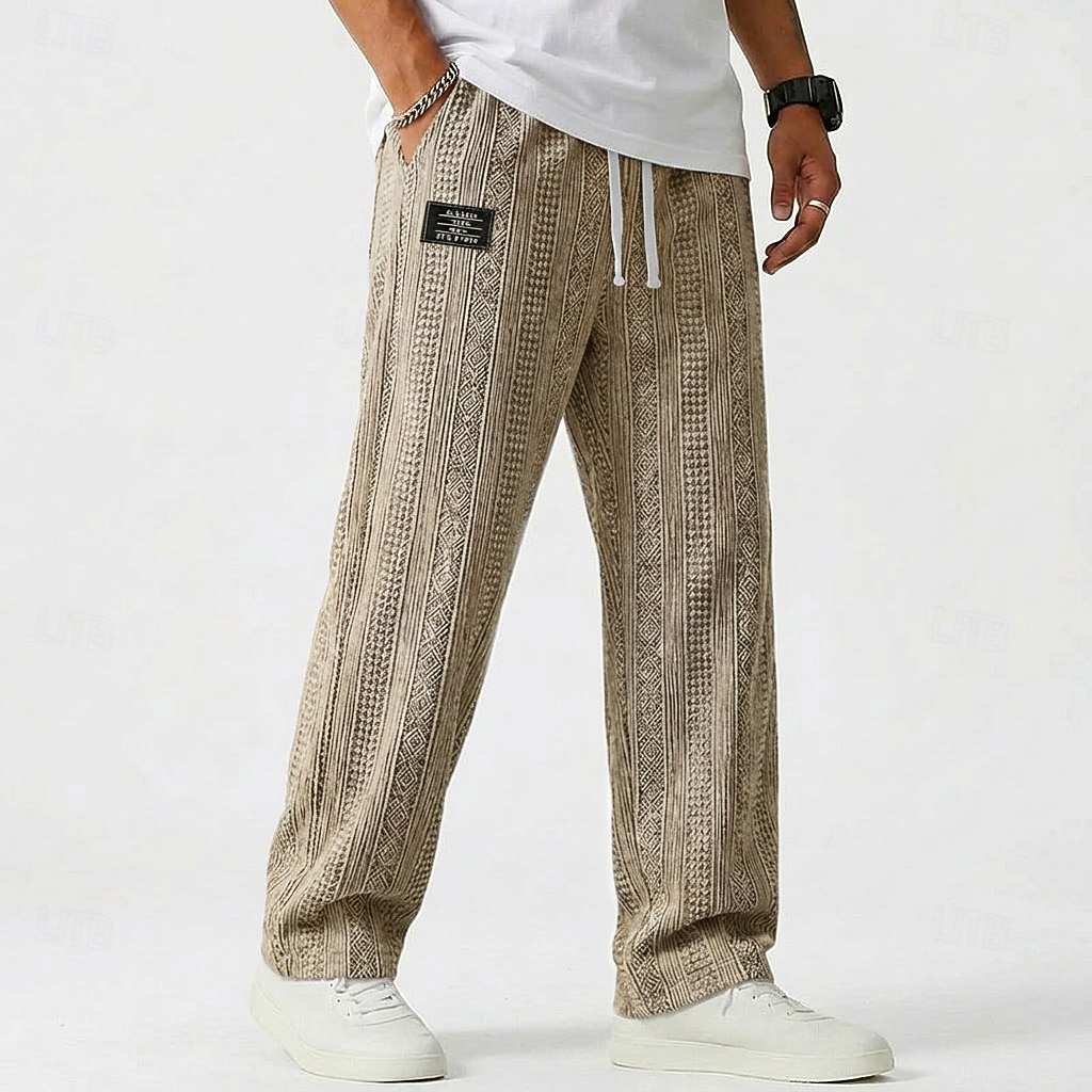 Homens Calças Calça casual Calças largas Calças texturizadas Jacquard Com Cordão Perna reta Tecido Conforto Comprimento total Casual Diário Ao ar livre Férias Moda Azul Preto Micro-Elástica de 2026 por $27.99 –P9