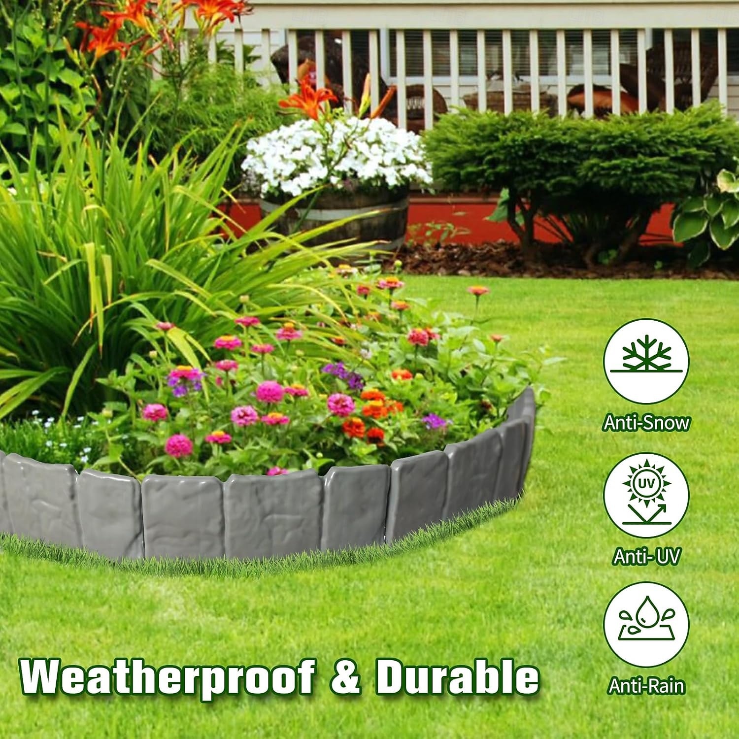 20 Pcs Faux Stone Garden Edging Border Imitation Fence DIY Garden Edging Border No Dig,16 ft Lawn Edging for Landscaping,Plastic Fencing Lawn Border,Imitation Stone Fence for DIY Outdoor Patio 2026 - $25.99 –P4