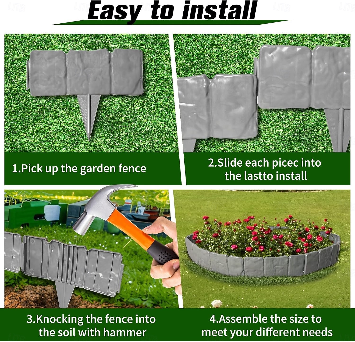 20 Pcs Faux Stone Garden Edging Border Imitation Fence DIY Garden Edging Border No Dig,16 ft Lawn Edging for Landscaping,Plastic Fencing Lawn Border,Imitation Stone Fence for DIY Outdoor Patio 2026 - $25.99 –P2