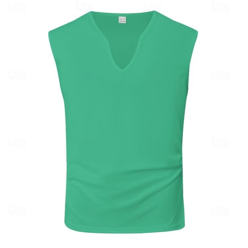 Herr Linne Väst Undertröjor Ärmlös tröja Ärmlös V-hals Sommar Vår Slät Mode Sportig Klassisk Slät Gym Gata Sport Vin Topp t-shirt för män 2026 - $13.49 –P8