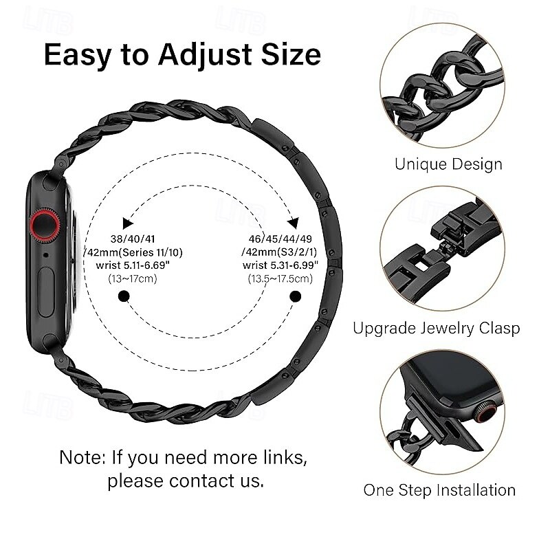 Modern Buckle Compatible with Apple Watch band 38mm 40mm 41mm 42mm 44mm 45mm 46mm 49mm Metal Clasp Adjustable Alloy Strap Replacement Wristband for iwatch Ultra 3 2 Series 11 10 9 8 7 SE 6 5 4 3 2 1 2026 - $13.99 –P3