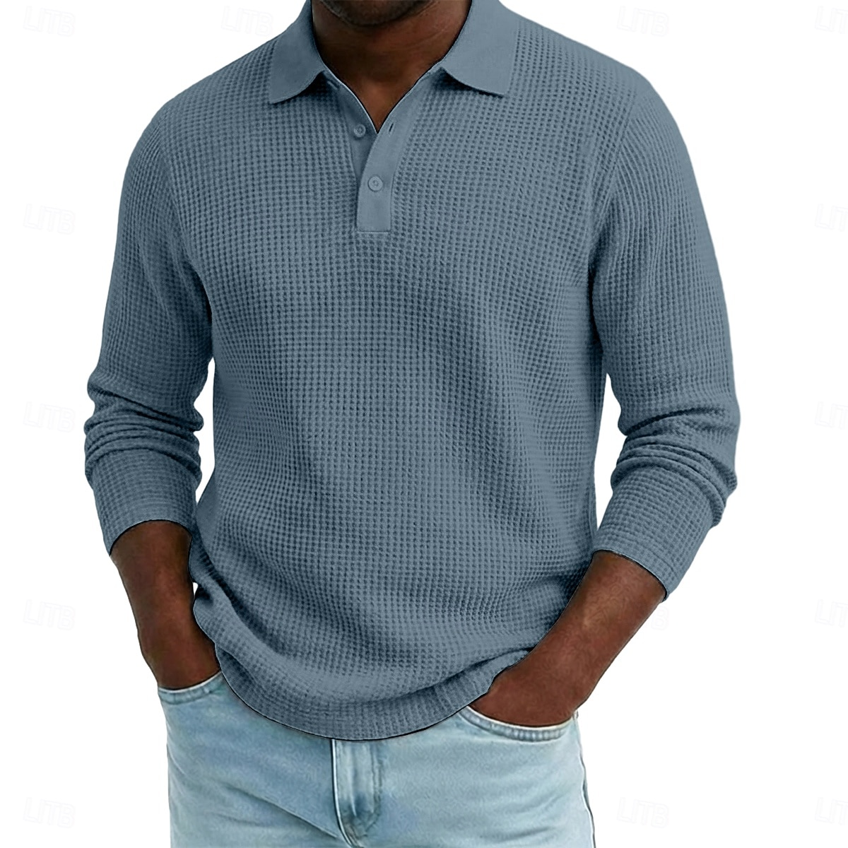Per uomo Magliette Polo a Nido d'Ape Testurizzato Casuale Streetwear Bavero Manica Lunga Essenziale Moderno Semplice Testurizzato Bottoni Puro Primavera Autunno Tutte le stagioni Vestibilità regolare del 2026 a $26.99 –P10