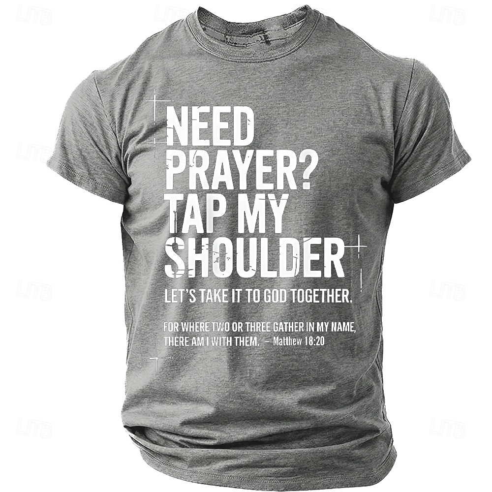 Pánská biblická potřebujete modlitbu klepněte mi na rameno Matouš 18 20 biblický verš křesťanské náboženské víry outreach T tričko grafické volnočasové krátký rukáv církevní oblečení ministerstva 2026 - $19.99 –P7