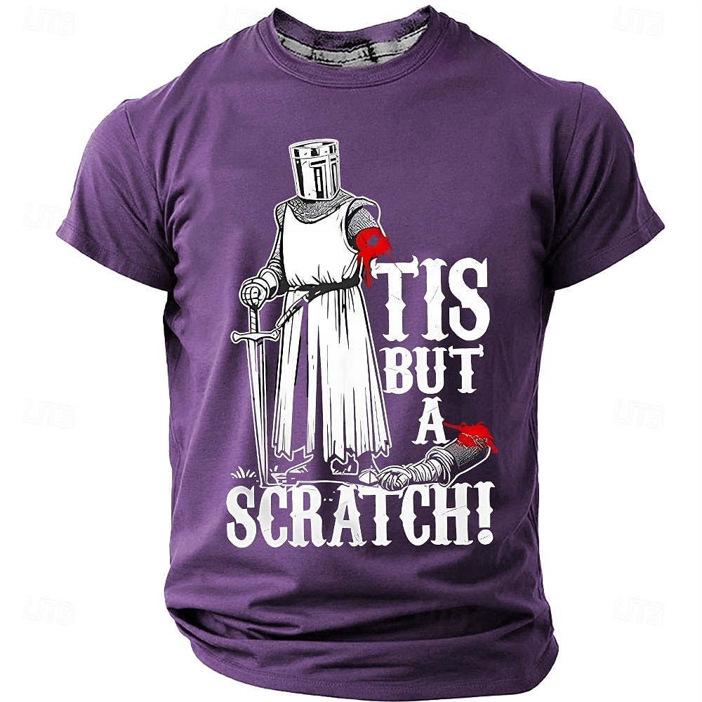 Tis But A Scratch Funny Medieval Knight Men's Sarcastic Movie Quote Humor T Shirt Graphic Crew Neck Short Sleeve Maroon Gift for Movie Fans Designer Clothing Apparel 2026 - $18.99 –P3