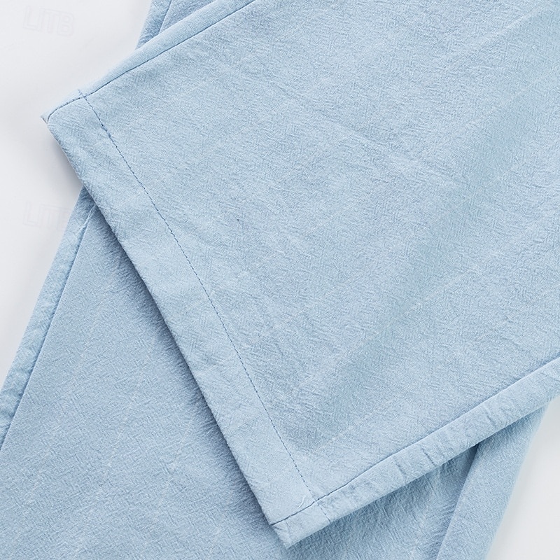Hombre Pantalones de lino Pantalones Pantalones de verano Pantalones anchos Pantalones de playa Pierna recta A Rayas Comodidad Transpirable Longitud total Casual Diario Playa Vacaciones Moda Azul 2026 - $26.99 –P9
