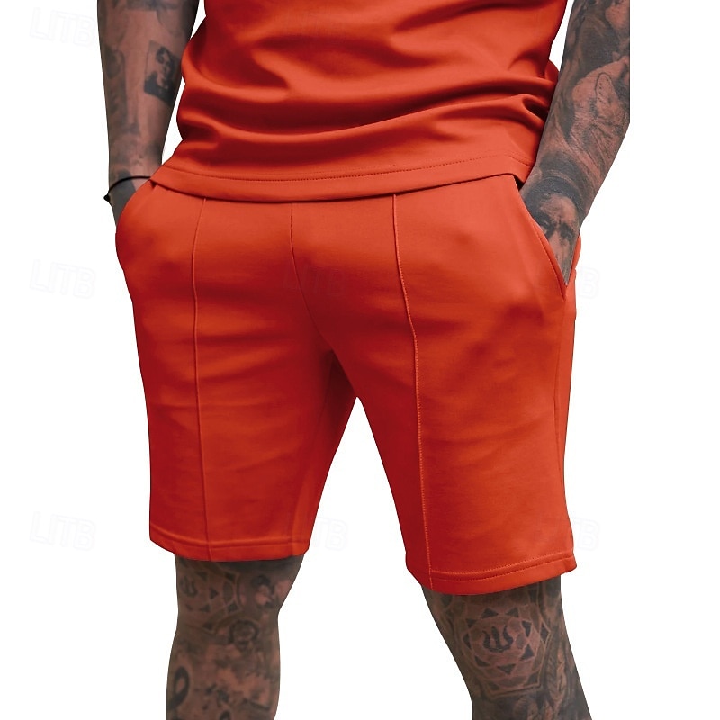 Voor heren Sweat short Korte broek Zomer korte broeken Casual korte broek Zak Elastische taille Effen kleur Comfort Ademend Knielengte Casual Buiten Vakantie Vakantie Modieus Zwart Wit Micro-elastisch 2026 - $17.99 –P7