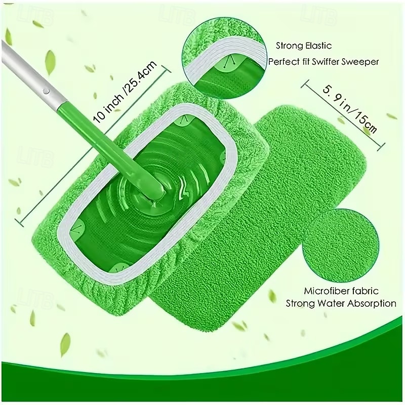 15 Pack Microfiber Mop Pads Refills, Reusable Washable Mop Heads for Wet and Dry Use, Floor Cleaning Replacement Pads for Swiffer Sweeper Mop, Hardwood Tile Laminate Floor Cleaning, Green 2026 - $20.99 –P5