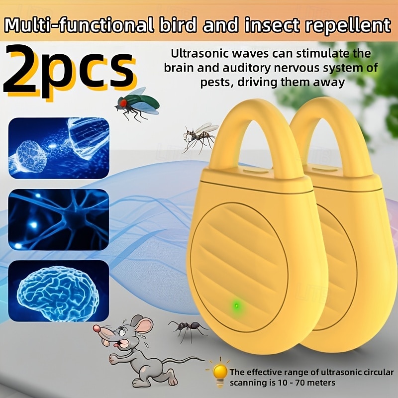 Ultrasonic Bird and Insect Repeller 2 Pack, Portable Electronic Pest Repeller for Mice, Mosquitoes, Ants, 10-70 Meters Effective Range, Safe Non-Toxic Pest Control for Outdoor & Indoor 2026 - $17.99 –P5