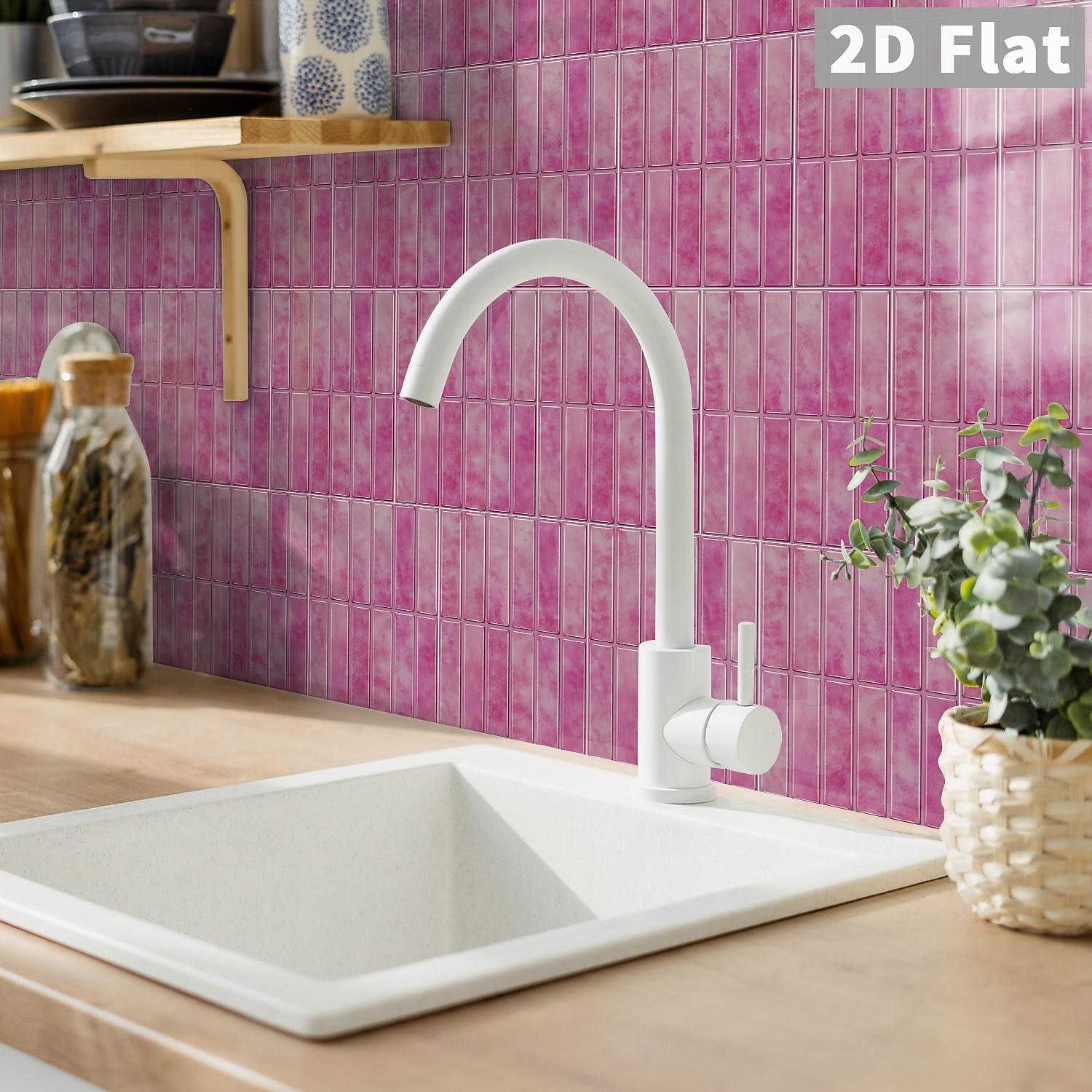 10PCS 17x23cm Peel and Stick Thick Pink Purple Mosaic Pattern PVC Wall Stickers, American Vintage Style Self-Adhesive Removable Wallpaper for Renters, for Bedroom Bathroom Cabinet, Easy to Install 2026 - $32.99 –P10