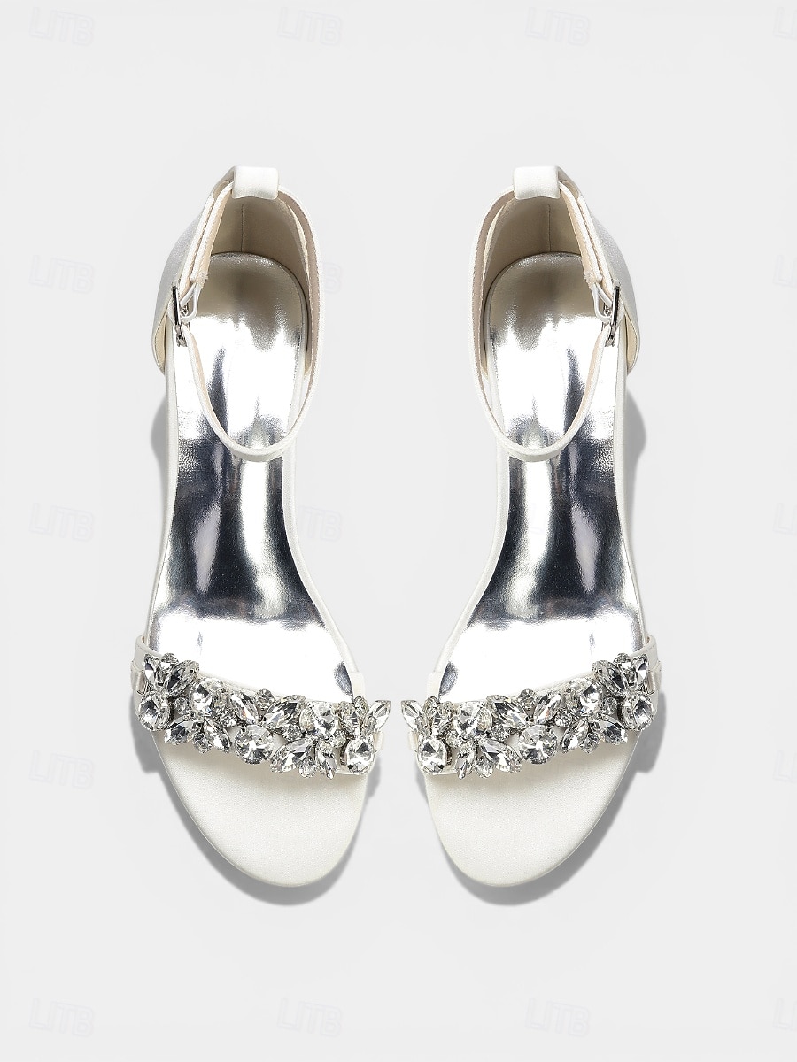 Damessandalen met dikke hak en nude strass-steentjes - elegante cocktailschoenen met enkelbandje 2026 - $59.99 –P3