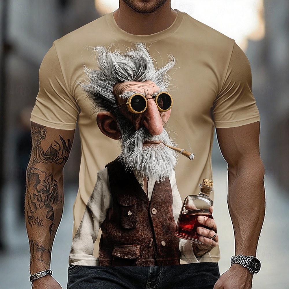 Homme A Ombre Vieil Homme T-shirt Manche Courte T-shirt Impression 3D Col ras du cou Chemise Drôle Occasionnel Quotidien Rue Bleu Noir Rouge Été Printemps Vêtement Tenue S M L XL 2XL 3XL de 2026 ? $18.99 –P4