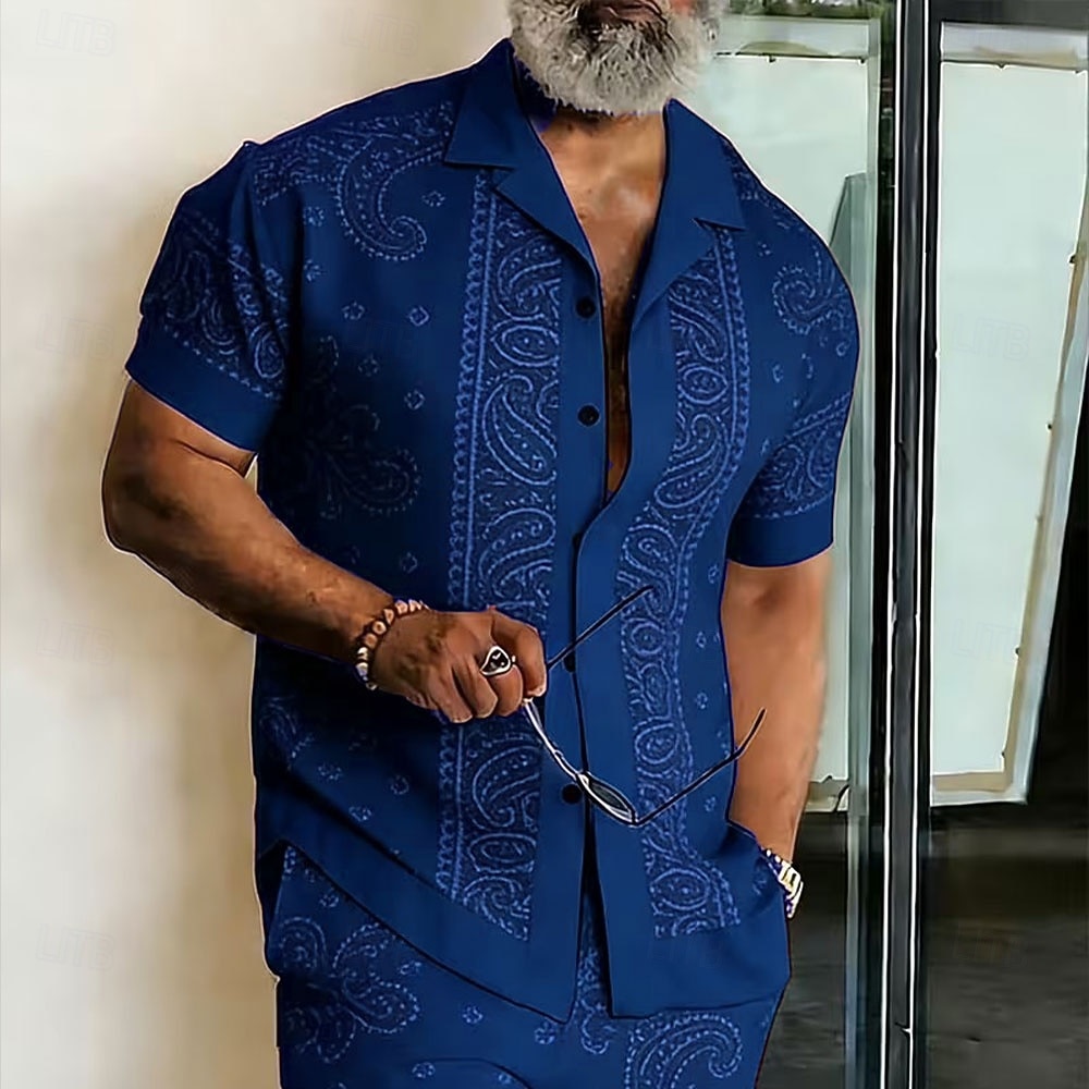 Per uomo Paisley Stampa Floreale Etnico Camicia Camicia con Bottoni Camicia con collo camp Manica Corta Vintage Retrò Abbigliamento casual alla moda Vacanza Estate Primavera Colletto cubano Stampa 3D del 2026 a $25.99 –P3
