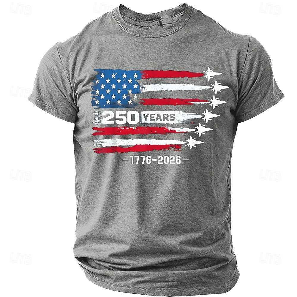 4 juli 2026 250:e Herr Amerikanska amerikanska flaggan Rolig Slang T-shirt Kortärmad T-shirt 3D-tryck Rund hals Skjorta Mode Dagligen Dagligen Gata Blå Ljusblå Grapefruktljung Sommar Vår Kläder S M L 2026 - $19.99 –P7