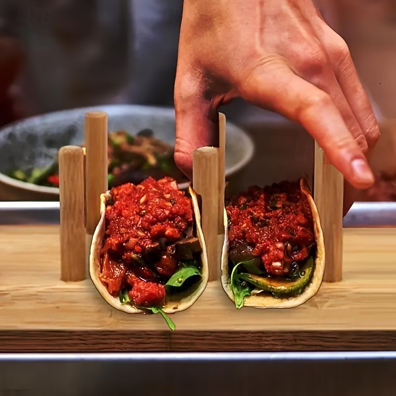 Fa toronytartó, fa toronytartó tálcákhoz, bambusz mexikói burrito tálca, 8 puha vagy kemény héjú tortilla befogadására alkalmas, kukorica tortillához is alkalmas, éttermekbe, partikra alkalmas 2026 - $13.99 –P6