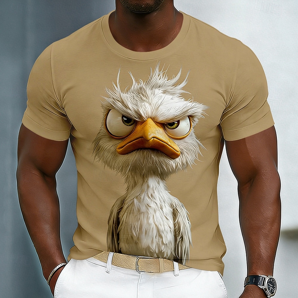 Divertente maglietta grafica da uomo con Angry Bird e Grumpy Duck in 3D, design con personaggio animato, giallo brillante, maniche corte, girocollo, maglietta casual, regalo unico per lui, del 2026 a $18.99 –P2