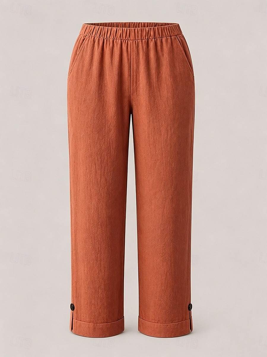 Femmes Pantacourt Chino Longueur cheville Naturel Couleur Unie Avec Poches Confortable Non Elastique Décontracté Quotidien Noir Blanche Rose Claire Vert foncé Printemps Automne Coupe Ample de 2026 ? $19.99 –P10