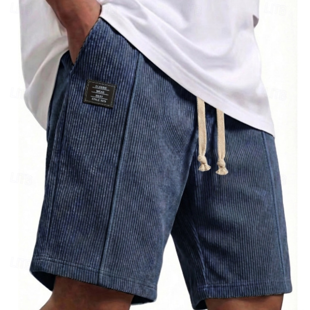 Hombre Pantalón corto Pantalones cortos de verano Pantalones cortos casuales Pantalones cortos de pana Bolsillo Cintura elástica Plano Comodidad Transpirable Longitud de la rodilla Exterior Playa 2026 - $21.99 –P7