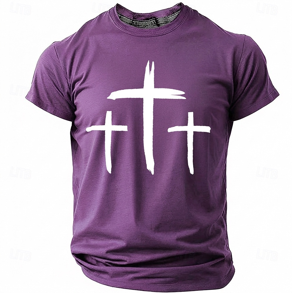 Hombre Cruz Camiseta Manga Corta Camiseta Impresión 3D Cuello Barco Camisa Moda Design Sencillo Casual Diario Fiesta Rojo Verano Primavera Ropa S M L XL XXL XXXL 2026 - $18.99 –P10