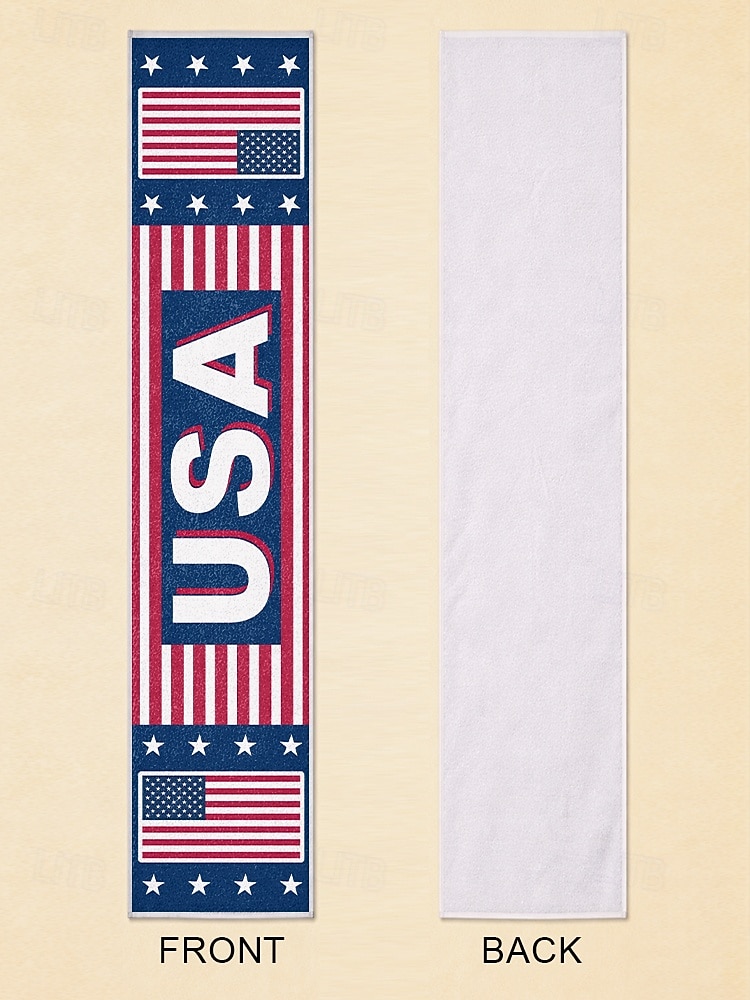 Bufanda de toalla de poliéster para hombre con estampado de la bandera estadounidense, bufanda suave para aficionados al fútbol, ideal para animar en los días de partido, eventos en estadios, ver deportes y para uso diario informal. 2026 - $11.99 –P4