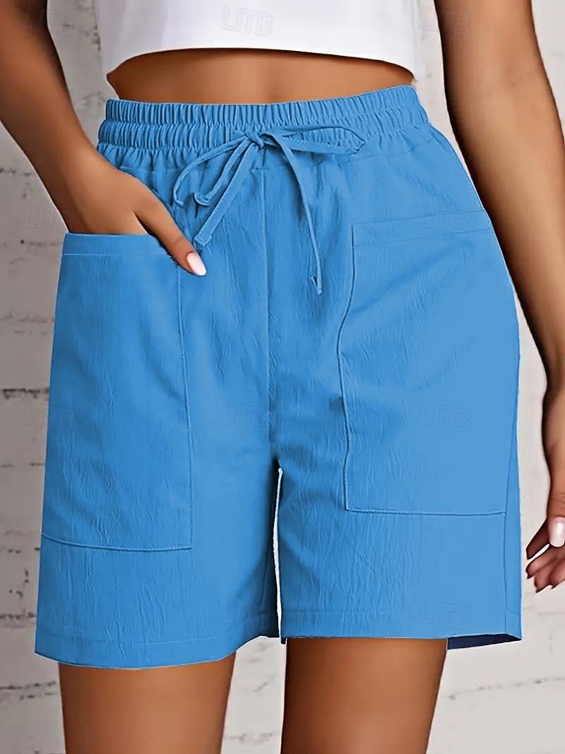 Per donna Bermuda Chinos Shorts Pantaloni Eleganti Vacanza Essenziale Comfort Corto Vita Alta Semplice Coulisse Comodità Elasticizzato Quotidiano Casual Quotidiano Blu Rosso Aalbicocca Nero Estate del 2026 a $20.99 –P9
