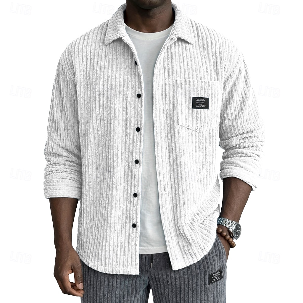 Herr Skjorta Casual skjorta Manchesterskjorta Knapp upp skjorta Svart Vit Vinröd Marinblå Khaki grön Långärmad Slät Tröjkrage Ledigt Dagligen Framficka Kläder Elegant Mode Ledigt 2026 - $26.99 –P3