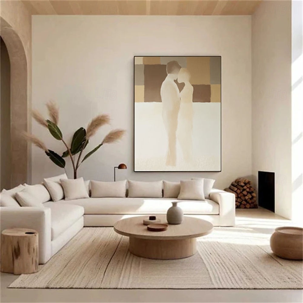 oil painting handmade Minimalist Couple Painting Abstract Love Line Canvas for Modern Romantic Decor Abstract Couple Wall Art Warm Tones Painting for Bedroom Decor 2026 - $100.99 –P4