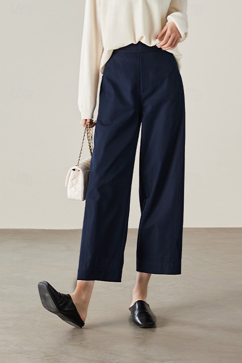 Women's Wide Leg Chinos Vacation Full Length High Waist Comfortable Micro-elastic Daily White Navy Blue khaki Summer Spring Loose Fit 2026 - $44.99 –P6
