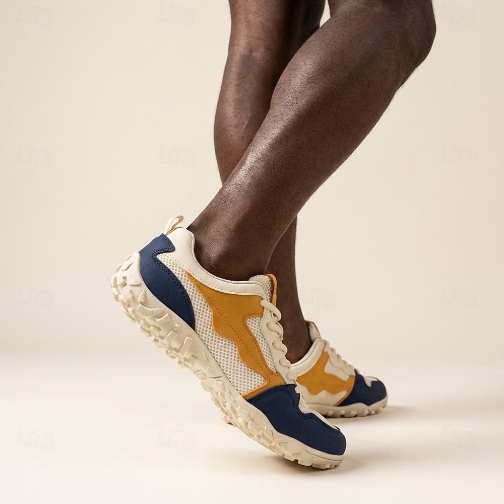 Tênis casuais masculinos brancos, amarelos e azul-marinho com cadarço, leves, respiráveis e confortáveis para caminhada, ideais para uso diário, viagens, lazer ao ar livre e atividades de fim de semana. de 2026 por $34.99 –P3