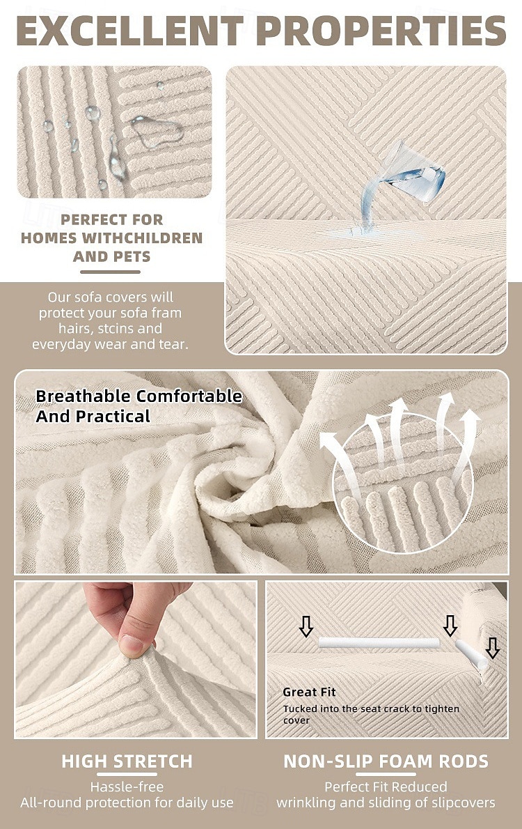 Waterbestendige, elastische bankhoes, jacquard hoes, antislip, wasbaar, meubelbeschermer, huisdiervriendelijk, voor de woonkamer. 2026 - $37.99 –P7