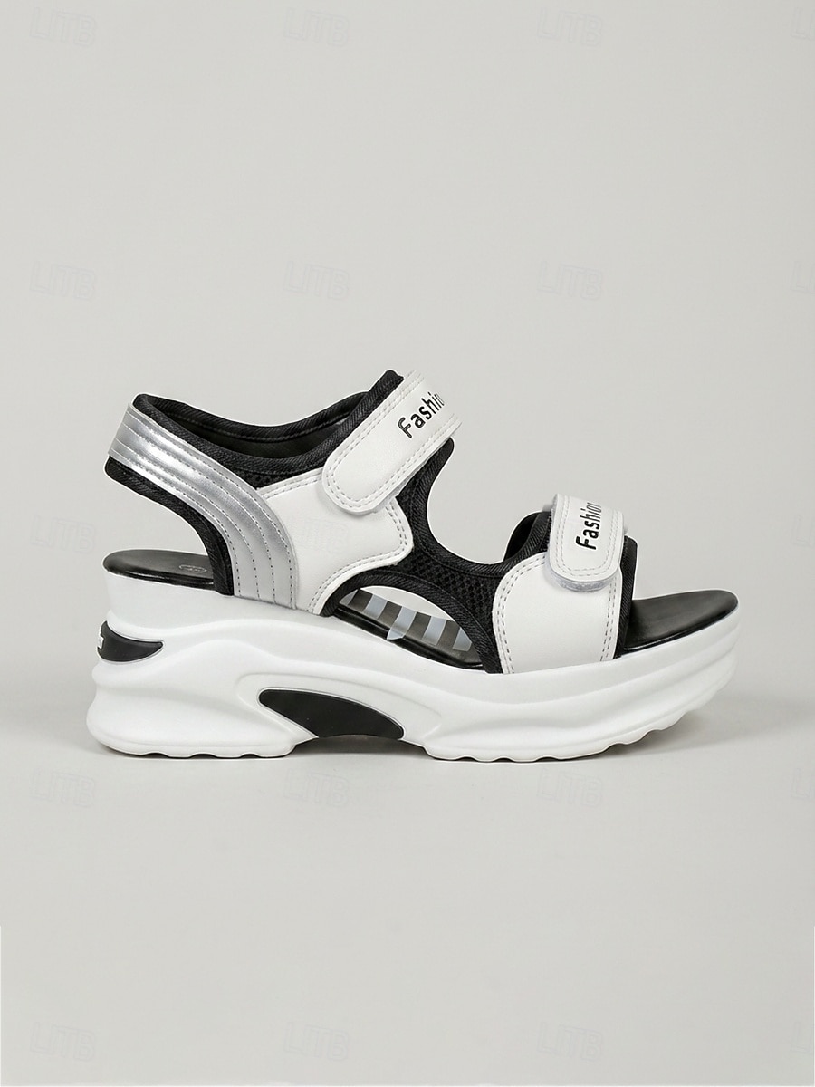 Women's Color Block Platform Sport Sandals – Adjustable Hook & Loop Straps, Chunky Sandals for Park Walking, Travel & Everyday Wear 2026 - $29.99 –P3