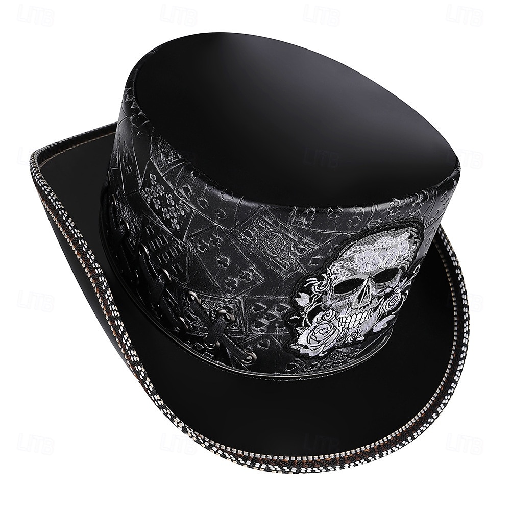 Punk & Gothique Médiéval Steampunk Haut-de-forme Médecin de la peste Fleuri Crâne Déguisement Homme Fantaisie Halloween Carnaval Performance LARP Foire de la Renaissance Adulte Chapeau de 2026 ? $34.99 –P5