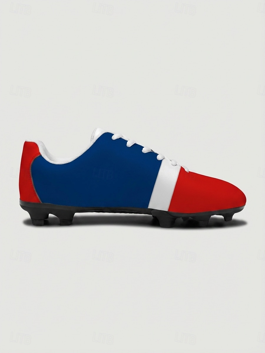 Men's France Lace-up Soccer Cleats, Red Blue Football Shoes, Fan Style Outdoor Turf Footwear for Training, Matches, Sports & Casual Wear 2026 - $59.99 –P4