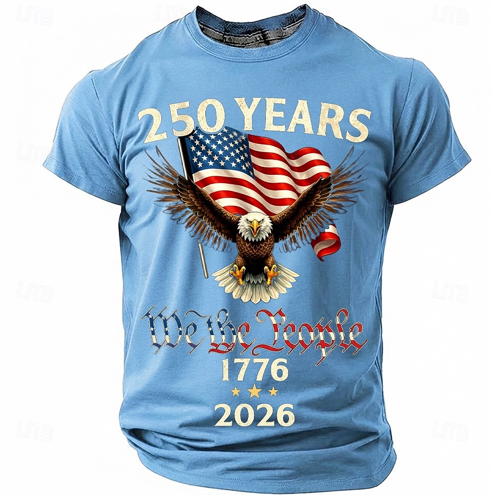 250 Years 1776 2026 We The People Men's Patriotic Bald Eagle American Flag Vintage USA Pride T Shirt Graphic Crew Neck Short Sleeve Independence Day Celebration Gift Designer Clothing Apparel 2026 - $18.99 –P10