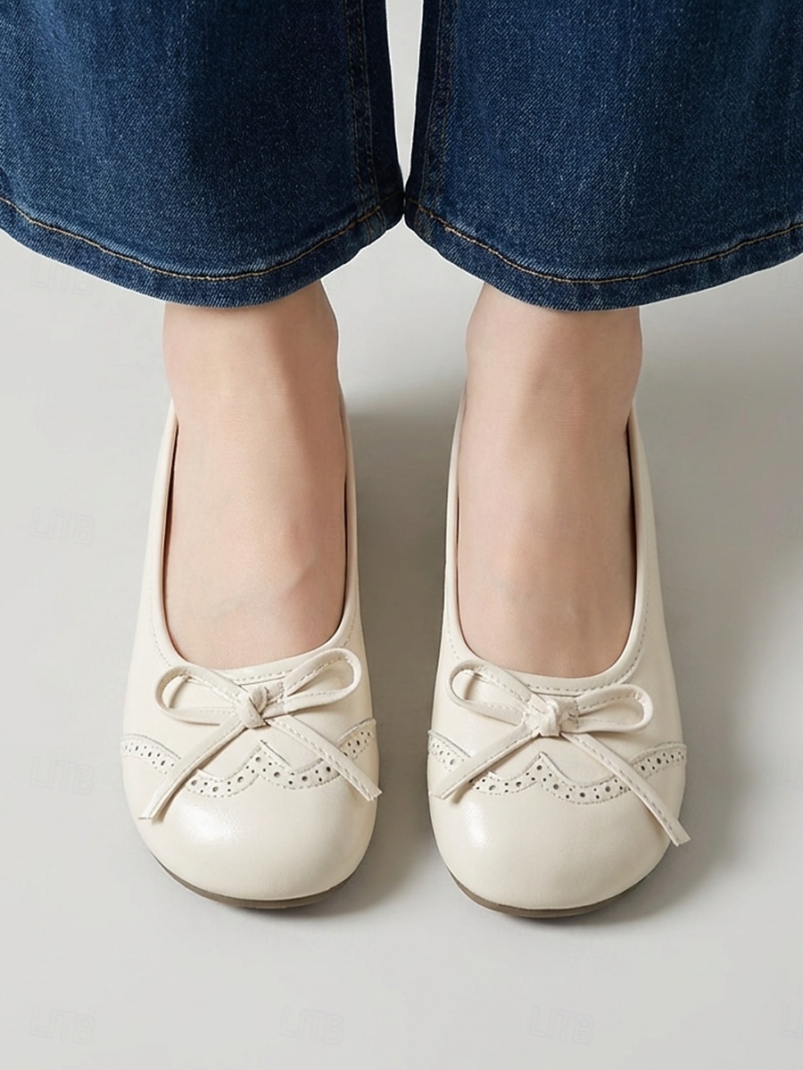 Women's Brown Wide-fit Bow Ballet Flats – Comfortable Soft Round-Toe Slip-On Shoes, Casual Faux Leather Non-Slip Flats for Cruise, Vacation & Everyday Wear 2026 - $24.99 –P2