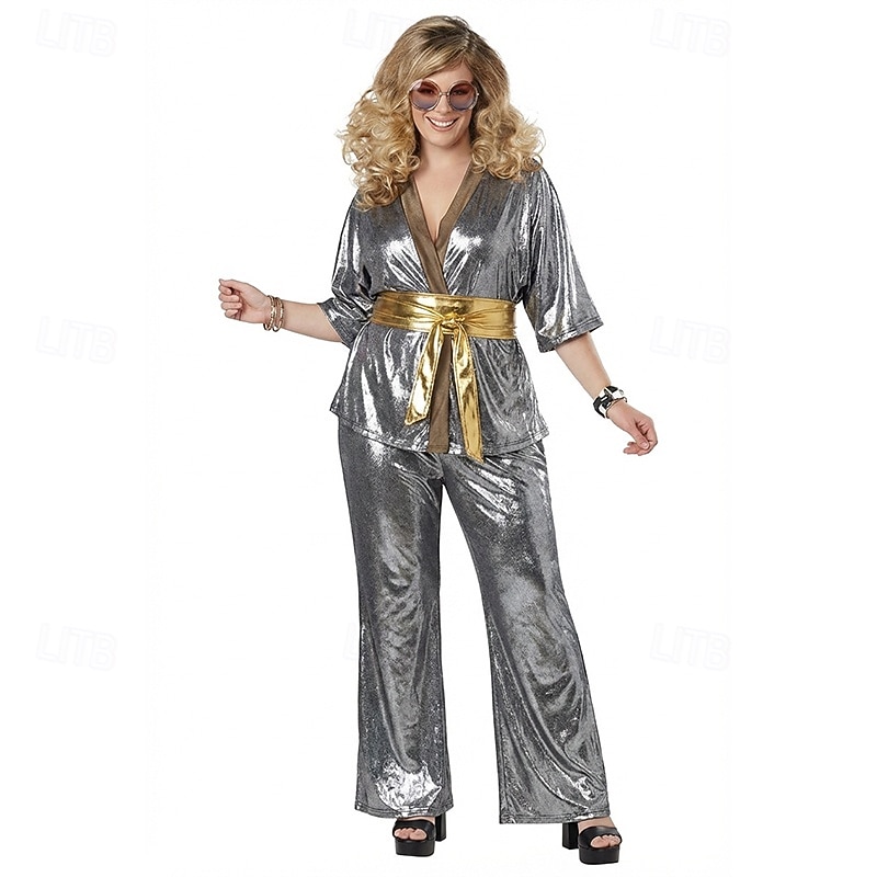 Rétro Vintage Années 1960 Années 1970 Blouse / Chemise Pantalons à pattes d'éléphant Costume Abba Grande taille Hippie Ajusté & Évasé Déguisement Femmes Costume de Carnaval Mascarade Carnaval de 2026 ? $37.99 –P1