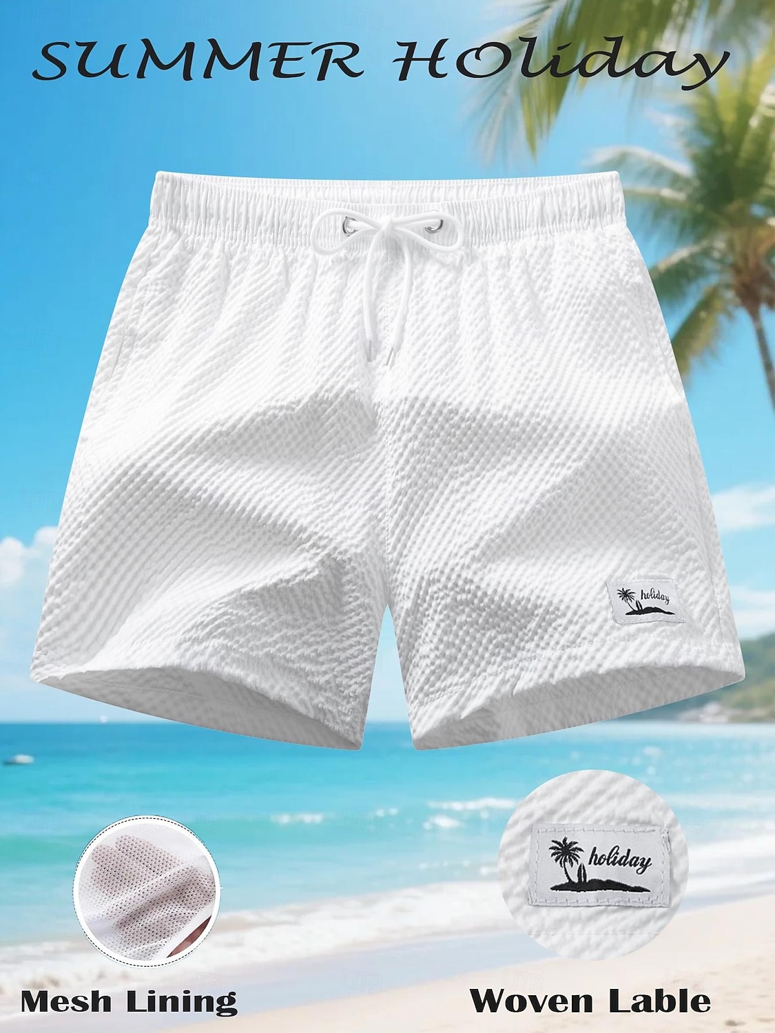 Men's Active Shorts Casual Shorts Athletic Short Textured Shorts Pocket Elastic Waist Plain Solid Color Plain Solid Quick Dry Sports Above Knee Outdoor Beach Gym Sports Sport Black White Micro-elastic 2026 - $18.99 –P2