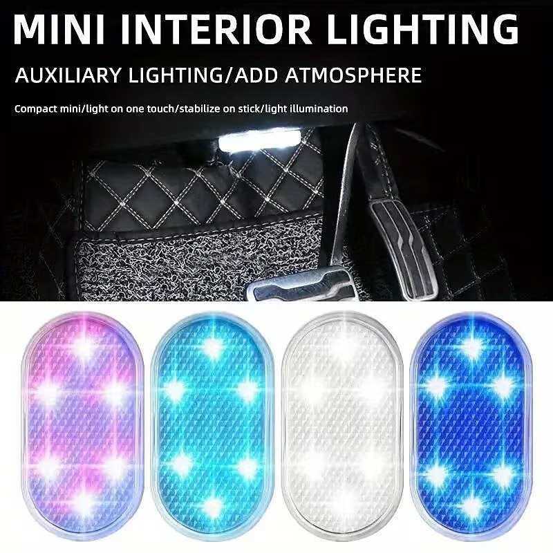 Lot de 4 lampes d'ambiance LED sans fil pour l'intérieur de voiture, rechargeables par USB, à capteur tactile et aimantées, pour plancher, portières et coffre, étanches et compactes, disponibles en de 2026 ? $19.99 –P1