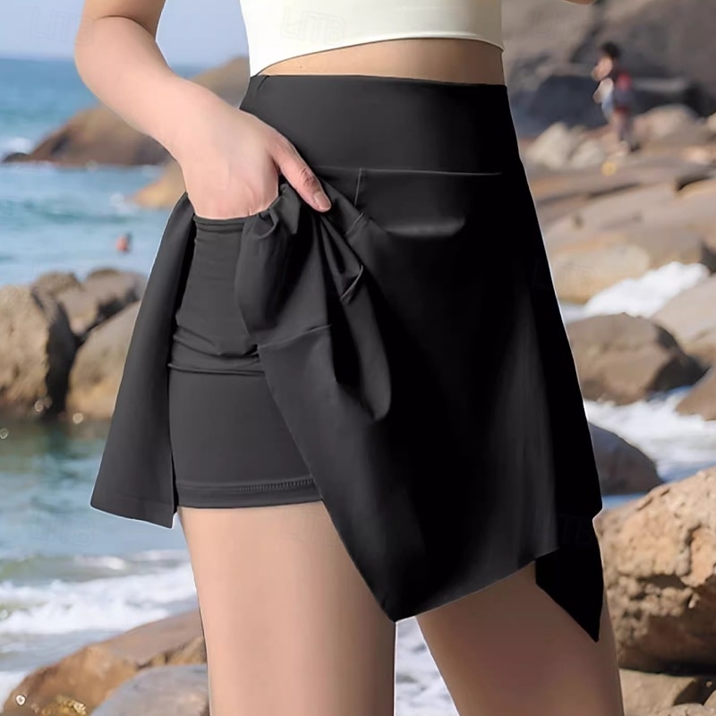 Γυναικεία Μονόχρωμο Casual φούστα Φούστες τένις με σορτς Αθλητική φούστα Τσέπη Ψηλή Μέση Ελαστικό Σκούπισμα ιδρώτα Αναπνέει Τέννις Γκολφ Τρέξιμο Φούστες Μαύρο Πράσινο Μπεζ Ρούχα τένις 2026 - $26.99 –P8