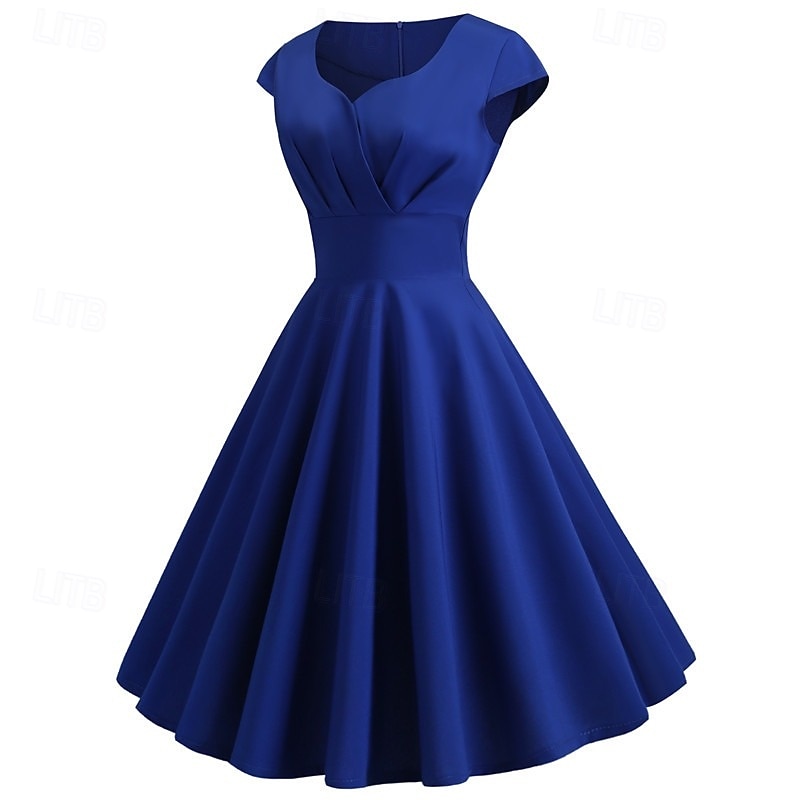 Δεκαετία του 1950 Ρετρό / Βίντατζ Κοκτέιλ Φόρεμα Μέχρι το γόνατο Φορέματα Φόρεμα Flare Χριστουγεννιάτικο φόρεμα για πάρτι Κανονικό Γραμμή Α Λαιμόκοψη V Φανταχτερή Φόρεμα Γυναικεία 2026 - $27.99 –P12