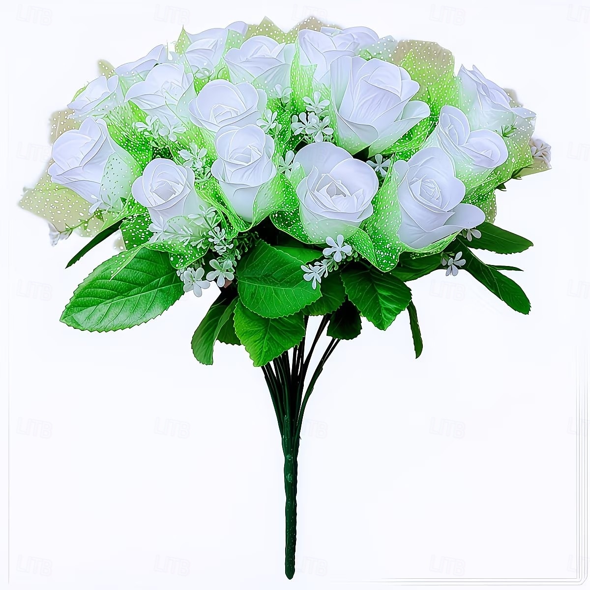 Arranjo requintado de rosas artificiais para lápides, ideal para o Dia da Memória, funerais e cemitérios, expressando condolências e despedidas a familiares e amigos. de 2026 por $14.99 –P4