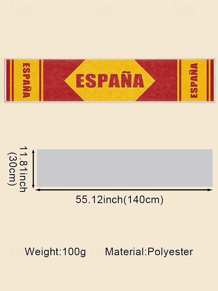 Herenhanddoek/sjaal van polyester met Spaanse vlagprint, zachte sjaal voor voetbalfans, ideaal voor het aanmoedigen van voetbalwedstrijden, stadionbezoek, sportevenementen en dagelijks gebruik. 2026 - kr.104 –P6