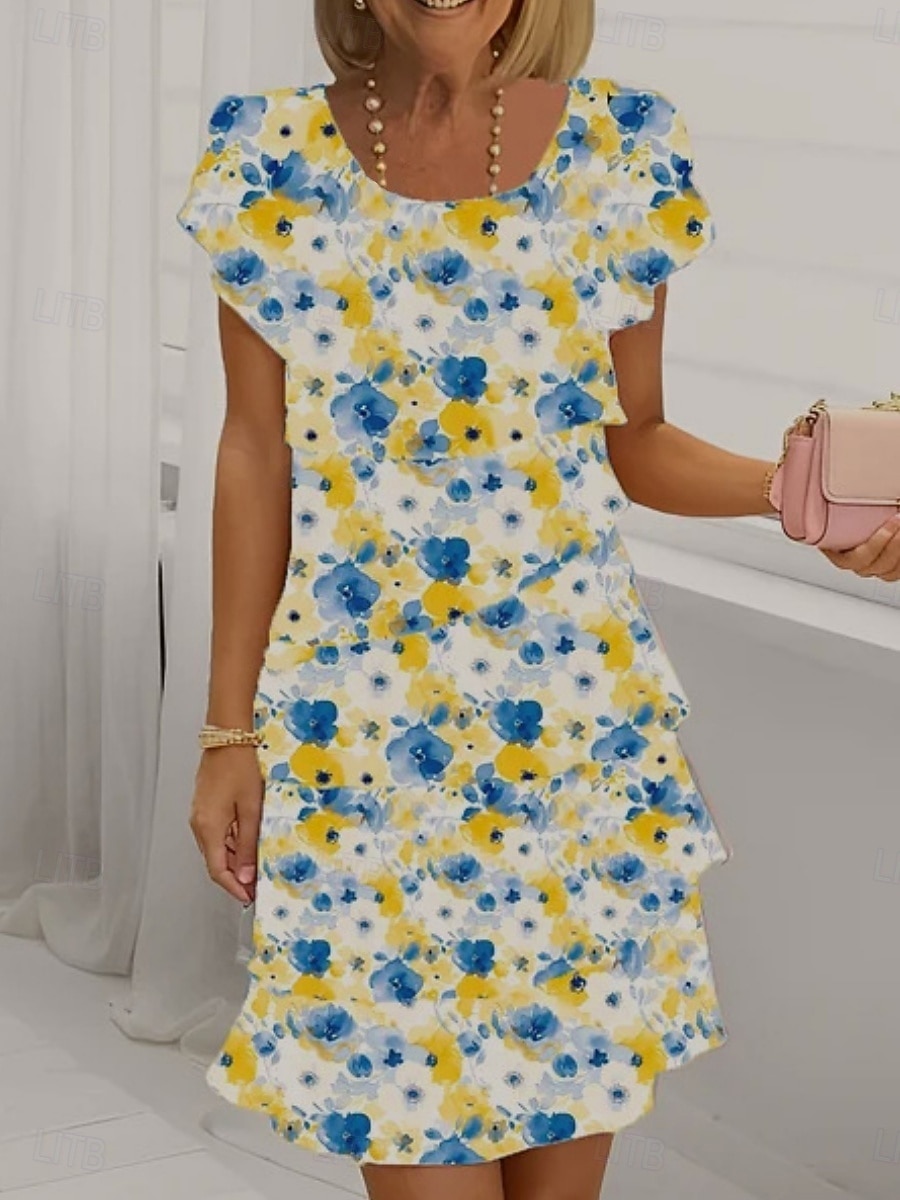 Femmes Mini Robe Robe Décontractée Robe en Chiffon Robe Fleurie Élégant Mode Moderne Extérieur Vacances Sortir Coupe régulière Fleuri Manche Courte Col ras du cou Noir Blanche Jaune Rose Claire Ét de 2026 ? SAR 141.8 –P3