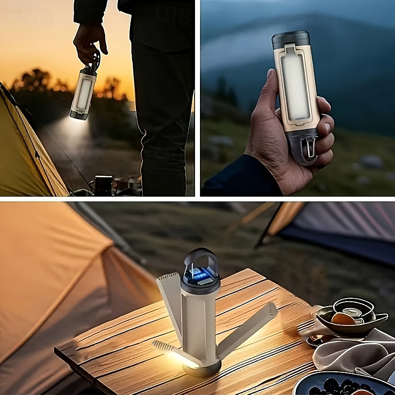 2026年 LEDキャンプランタン、デジタルディスプレイ付き3枚折り畳みポータブルテントライト、フック付き充電式吊り下げランプ、アウトドアハイキングキャンプ用品緊急停電用マルチカラーモード  コレクション – $19.99 –P2