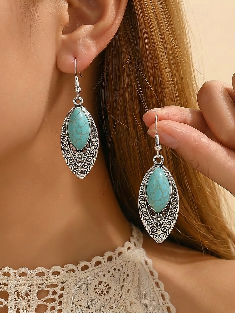 Women's Bohemian Alloy Turquoise Earrings Set, Multi Style Drop and Stud Earring Collection for Beach Vacation, Daily Casual Wear, Travel and Resort Styling 2026 - $9.99 –P5
